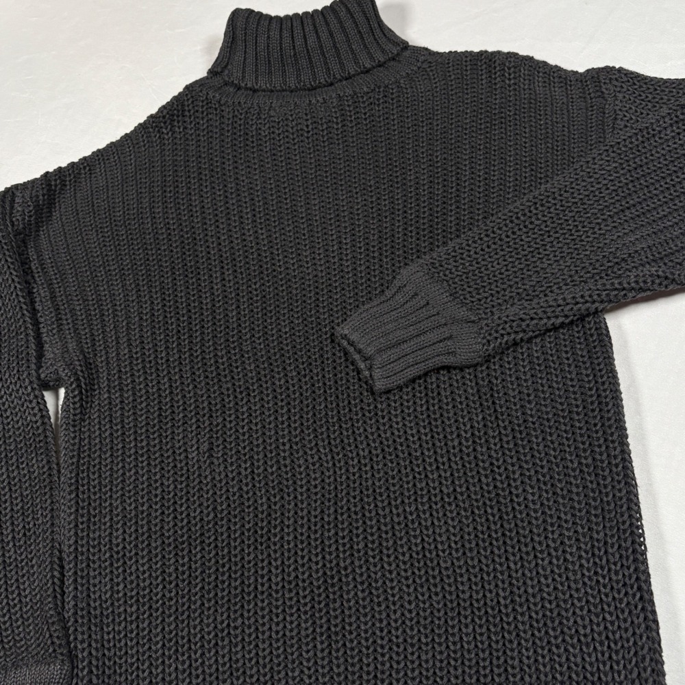 Vtg 80s Gap Clothing Co Chunky Knit Turtleneck Sweater Large Ramie Cotton Black